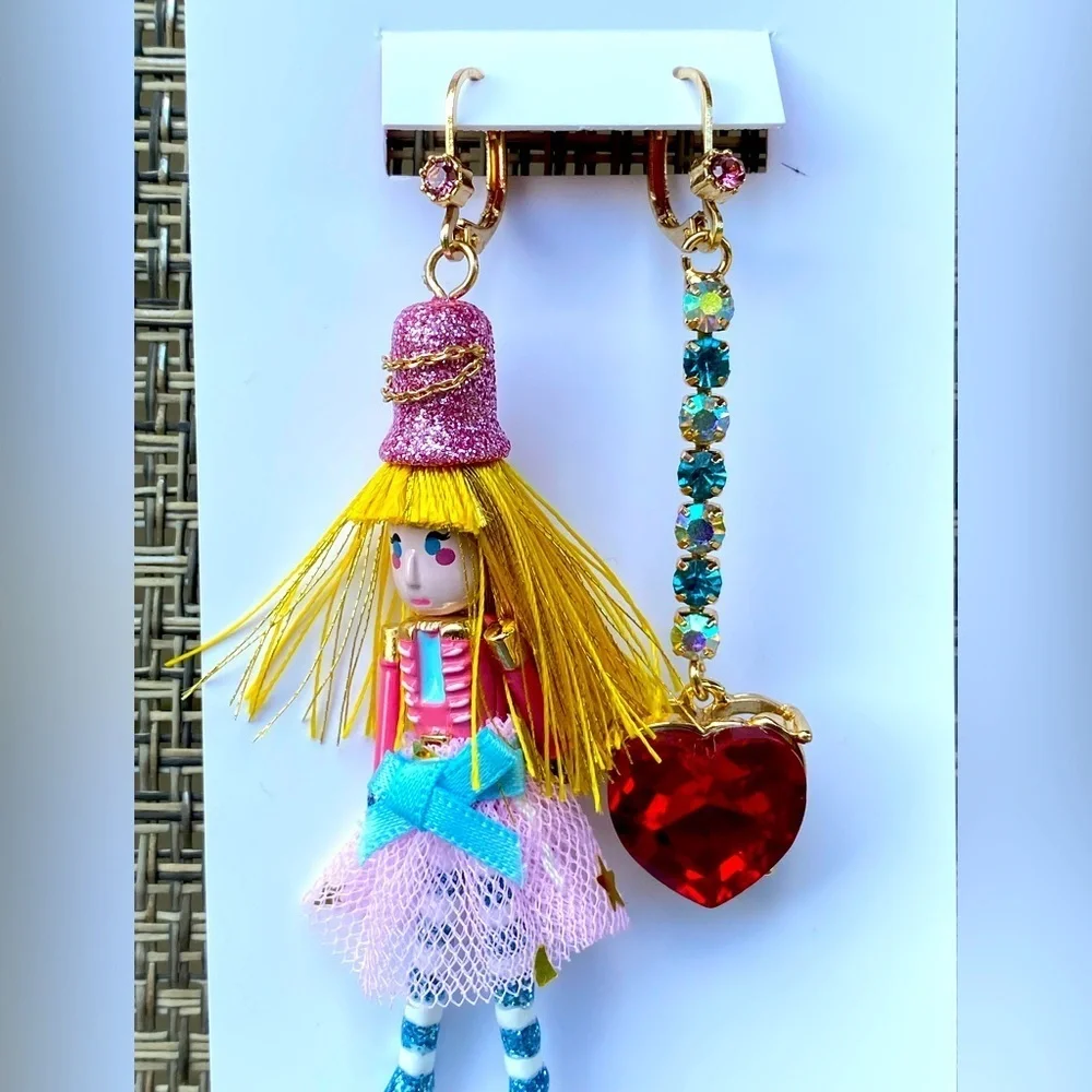 Betsey Johnson Red and Green Heart Charm Jewelry
